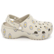  γυναικείο σαμπό crocs classic platform floral clog ανατομικό χρώματος μπεζ 212668-1wy