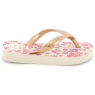  παιδική σαγιονάρα για κορίτσι havaianas kids flores χρώματος μπεζ 4000052-1685