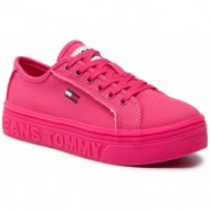  πάνινα παπούτσια tommy jeans - mono color flatform en0en01823 pink alert thw