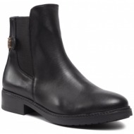  μποτάκια με λάστιχο tommy hilfiger - th leather flat boot fw0fw06749 black bds