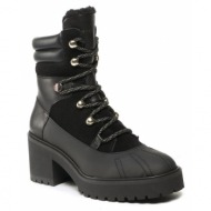  μποτάκια tommy hilfiger heel laced outdoor boot fw0fw06804 triple black