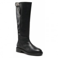  μπότες ιππασίας calvin klein rubber sole knee boot w hw hw0hw01255 ck black bax