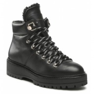  μποτάκια tommy hilfiger leather outdoor flat boot fw0fw06725 black bds