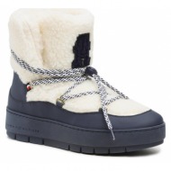  μποτάκια tommy hilfiger th faux fur snow bootie fw0fw06850 space blue dw6