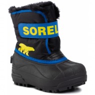  μπότες χιονιού sorel childrens snow commander nc1960 black/super blue 011