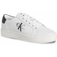  αθλητικά calvin klein jeans classic cupsole laceup lth wn yw0yw01269 bright white/black ybr