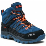  παπούτσια πεζοπορίας cmp kids rigel mid trekking shoe wp 3q12944 dusty blue/flash orange 58mn