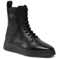  μποτάκια tommy hilfiger sporty leather flat boot fw0fw07799 black bds