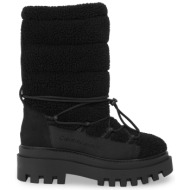  μπότες χιονιού calvin klein jeans flatform snow boot sherpa wn yw0yw01195 triple black 0gt