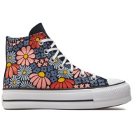  sneakers converse chuck taylor all star lift platform floral a08112c black/white/pale magma