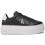  αθλητικά calvin klein jeans bold platf low lace lth ml met yw0yw01431 black/bright white 0gm