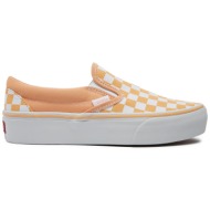  πάνινα παπούτσια vans classic slip on platform vn00018eaas1 μπεζ