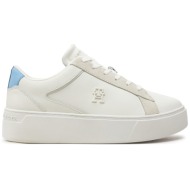  αθλητικά tommy hilfiger th platform court sneaker nbk fw0fw08210 εκρού