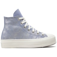  sneakers converse chuck taylor all star lift platform suede shimmer a11549c μωβ