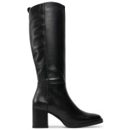  μπότες tommy hilfiger long boot mid wrapped lthr heel fw0fw08099 μαύρο