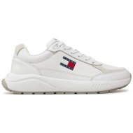  αθλητικά tommy jeans tjm runner full leather ess em0em01445 λευκό