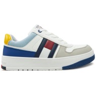  αθλητικά tommy hilfiger flag low cut lace-up sneaker t3x9-33863-1269 s λευκό