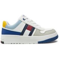  αθλητικά tommy hilfiger flag low cut lace-up sneaker t3x9-33863-1269 m λευκό