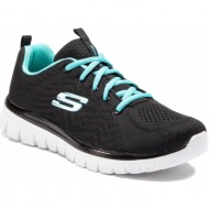  παπούτσια skechers - get connected 12615/bktq black/turquoise