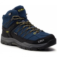  παπούτσια πεζοπορίας cmp - kids rigel mid trekking shoe wp 3q12944j blue ink/yellow