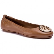  μπαλαρίνες tory burch - minnie travel ballet with metal logo 50393 royal tan/gold 232