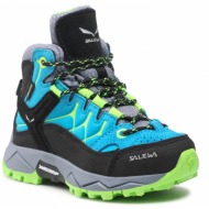  παπούτσια πεζοπορίας salewa - jr alp trainer mid gtx gore-tex 8375 blue danube/fluo green