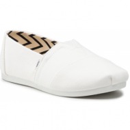  κλειστά παπούτσια toms - alpargata 10017739 white reycled cotton canvas