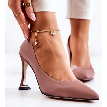 fashionable leather stilettos pink σε προσφορά