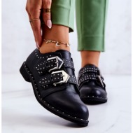  women`s leather brogues with buckles lu boo black