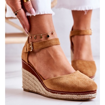 women`s espadrilles on a wedge brown