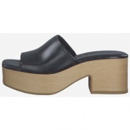  tamaris black leather heeled slippers - women