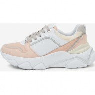  white-pink women`s sneakers on the platform guess - women