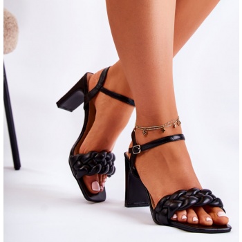 leather sandals with a braid black σε προσφορά