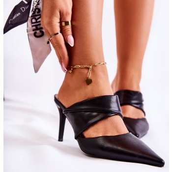 leather slippers on a heel black aveline σε προσφορά