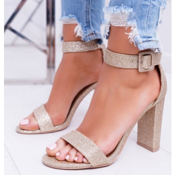 women`s sandals on high heel gold σε προσφορά