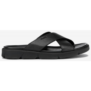 black men`s leather slippers geox xand