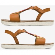  red-brown girl leather sandals camper - girls