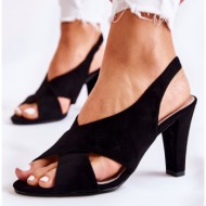 fashionable suede sandals black therala