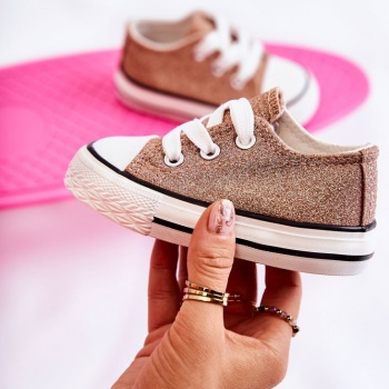 children`s sneakers tied rose gold wella σε προσφορά