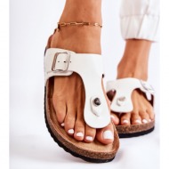  women`s slippers with a buckle white elina