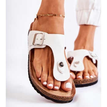 women`s slippers with a buckle white σε προσφορά