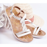  children`s leather sandals with buckle white dimmel