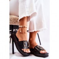  women`s fashionable leather slippers black adaline