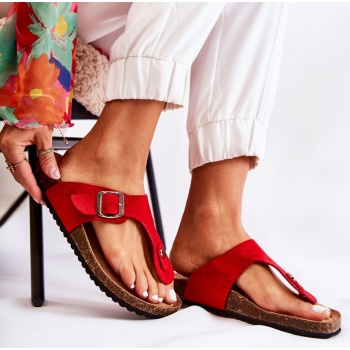 women`s slippers with a buckle red elina σε προσφορά