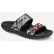  black patterned crocs slippers - women