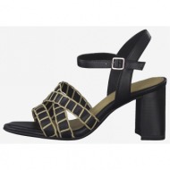  black tamaris leather heel sandals - women