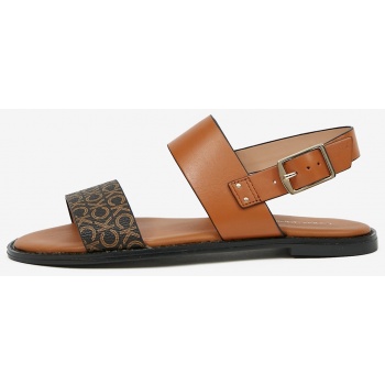 brown women`s leather sandals calvin σε προσφορά