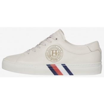cream women`s leather sneakers tommy σε προσφορά