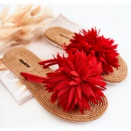  women`s flip-flops with fabric ornament red eviana