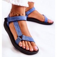  classic women`s sandals with velcro blue kalla